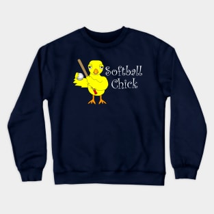 Softball Chick Narrow White Text Crewneck Sweatshirt